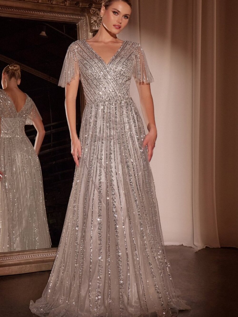 NEW GREENERY Evening Gown Floor Length Formal Elegant Stunning CD0241 - Picture 10 of 12